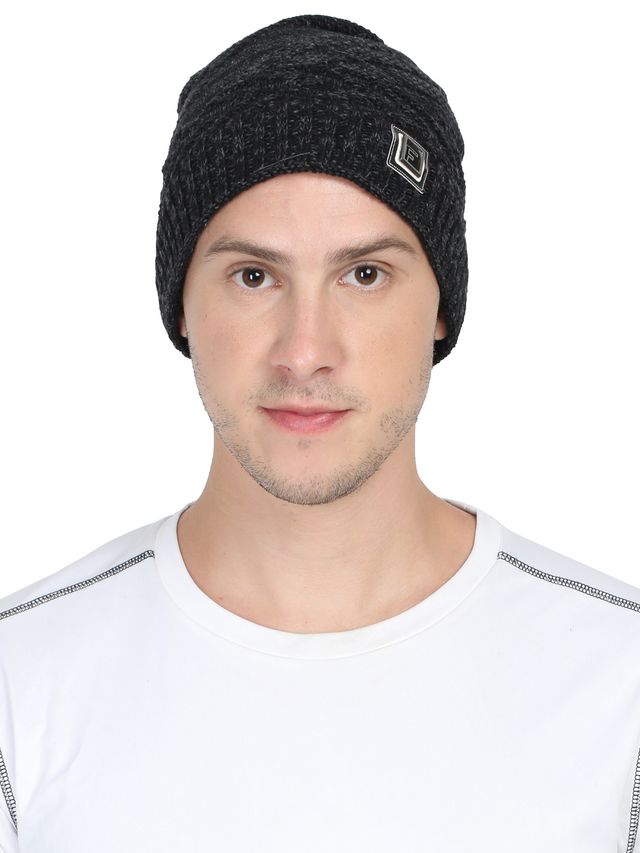 Fabseasons Unisex Solid Acrylic Wool Beanie | Black - Free Size