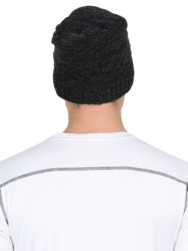 Fabseasons Unisex Solid Acrylic Wool Beanie | Black - Free Size