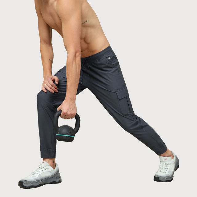Technosport Men Poly Solid Slim Fit Sports Cargo Joggers with