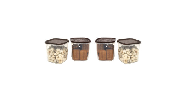 Mahaware Modular Polka Container | Easy Storage Container | 600ml (Set of 4)