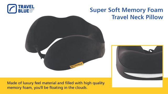 Travel Blue Unisex Solid Memory Foam Neck Pillow | Black - One Size
