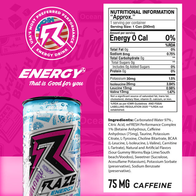 Raze Functional Energy Drink South Beach Can 250 ml Combo