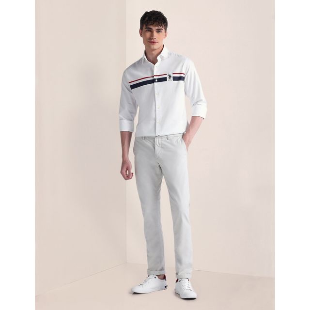 U.S. Polo Assn. Men's | White Front Stripe Shirt | M