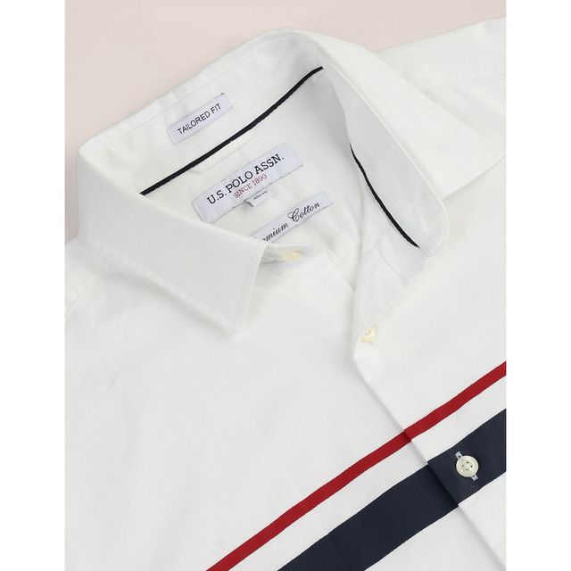 U.S. Polo Assn. Men's | White Front Stripe Shirt | M