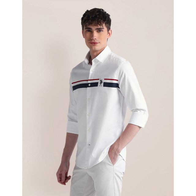 U.S. Polo Assn. Men's | White Front Stripe Shirt | M