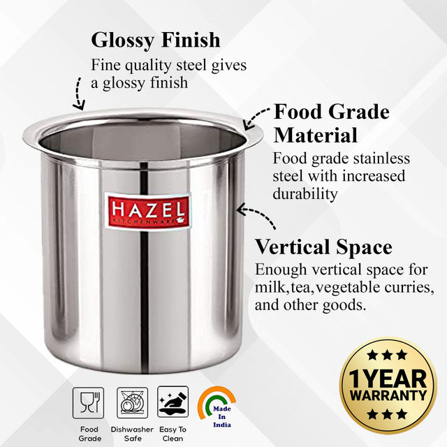 Hazel Steel Milk Pot With Lid, 1500 Ml | Stainless Steel Milk Boiler For Kitchen
