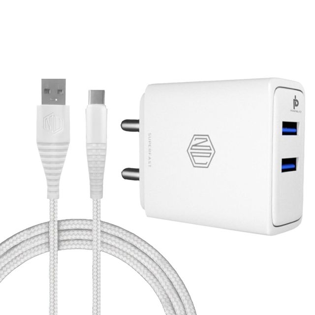 Nu Republic 15.5W Dual USB Port Superfast Multiport Charging Adapter with Cable (Type C to USB A)