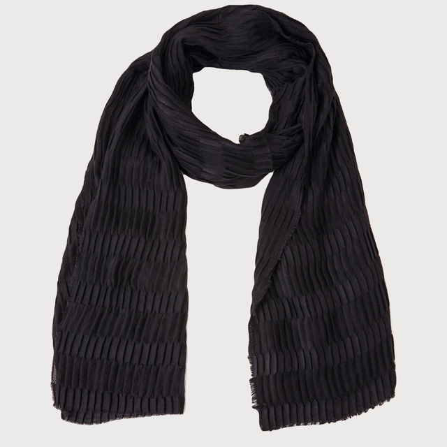 Buy Accessorize London Women's Textured Pleat Scarf | Black Online