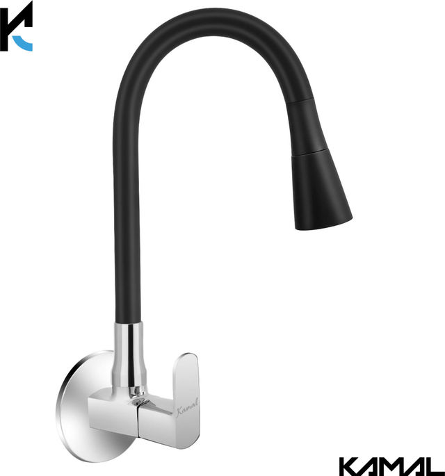 Kamal Sink Tap Uniqube Prime | 360 Degree Flexible Black Flexo Play Spout |Chrome | Dual Flow Sh