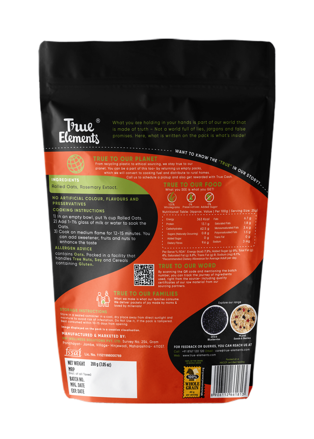 True Elements Rolled Oats | Naturally Gluten-free and Preservative-free