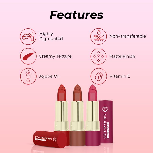 Colors Queen Lippie Creamy Matte Lipstick for Women Infused with Jojoba Oil | 18 | Rouge