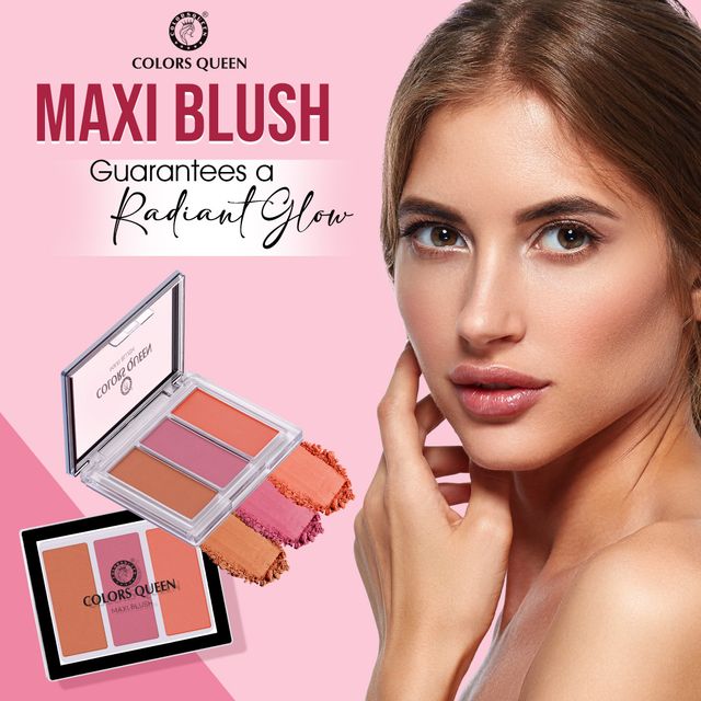 Colors Queen 3 Multicolor Maxi Blush Lightweight Blusher for Face Makeup | Shade | 01