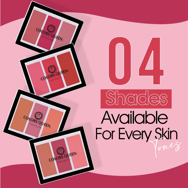 Colors Queen 3 Multicolor Maxi Blush Lightweight Blusher for Face Makeup | Shade | 01