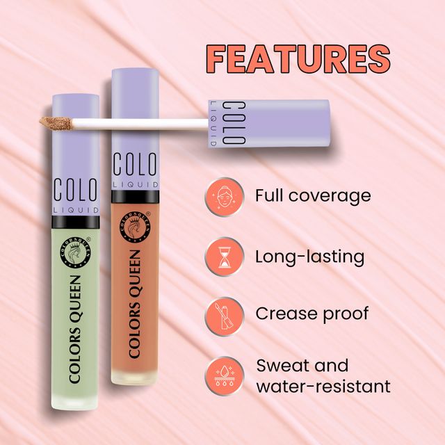 Colors Queen Conceal & Reveal Liquid Long Lasting Concealer with Matte Finish | Green Corrector
