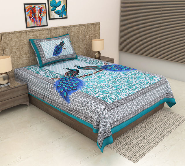 Metro Living 104 Tc Cotton Single Animal Bedsheet | Pack Of 1, Green)