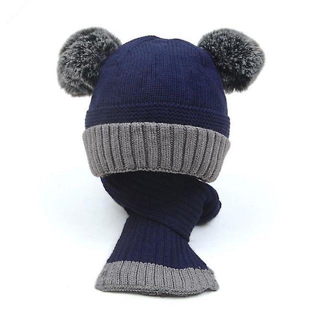Fabseasons Unisex Solid Acrylic Beanie and Muffler | Blue | 6 months - 3 years