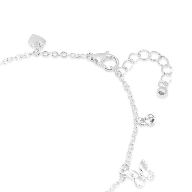Accessorize London Women Silver Butterfly Charm Anklet