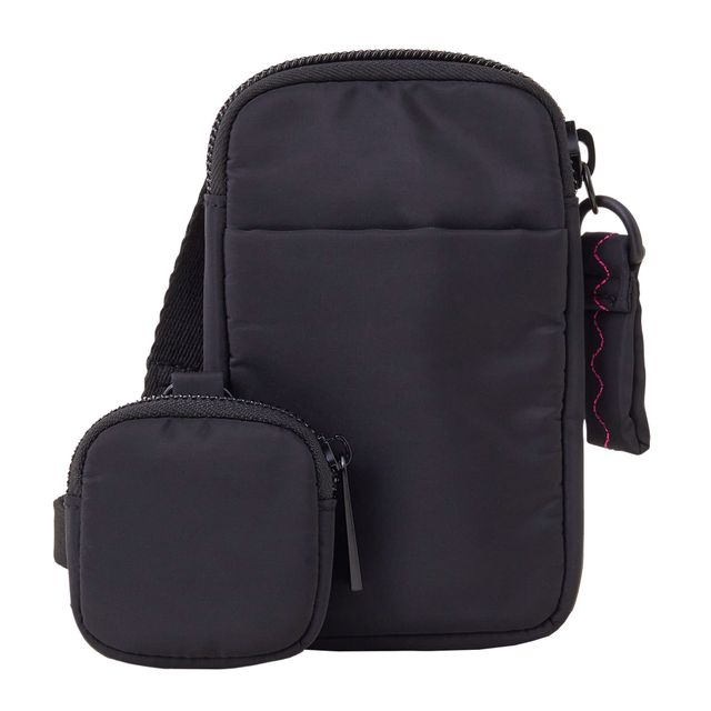 Accessorize London Women's Phone Bag In Recycled Nylon | Black