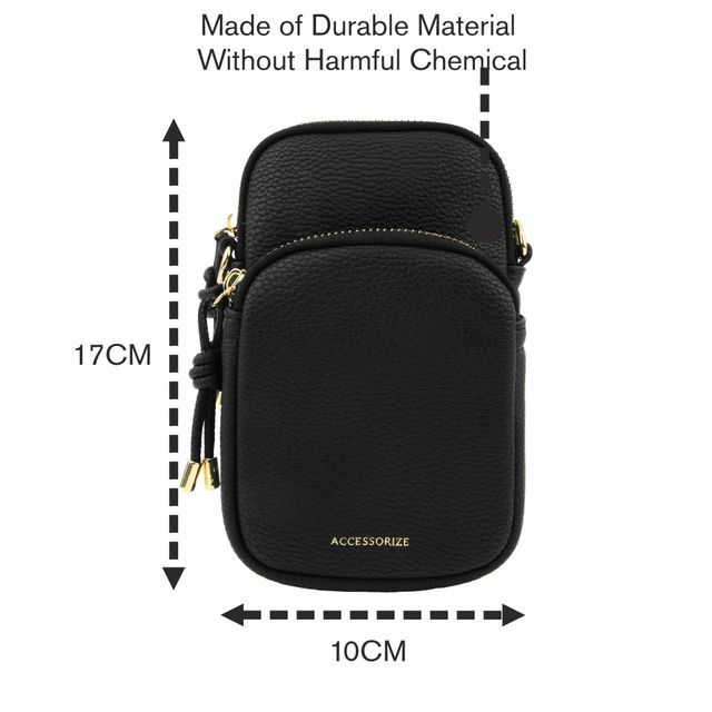 Accessorize London Women's Phone Bag In Recycled Nylon | Black