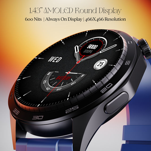boAt Enigma Radiant Men's Luxury Watch w/ 3.63 cm AMOLED Display & Functional Crown (Deep Blue)