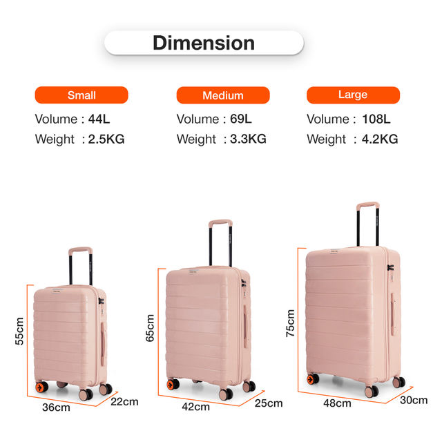 Nasher Miles Vienna Check-In Hard Sided Polypropylene 28 Inch|75 cm Trolley Bag - Peach