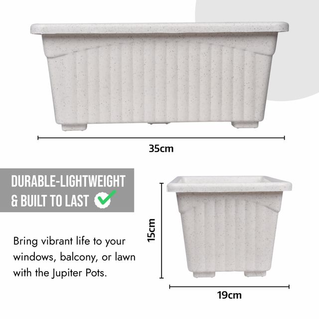 Kuber Industries Pack of 2 Flower Pots | Living Room-Office Planters | Marble Jupiter | White