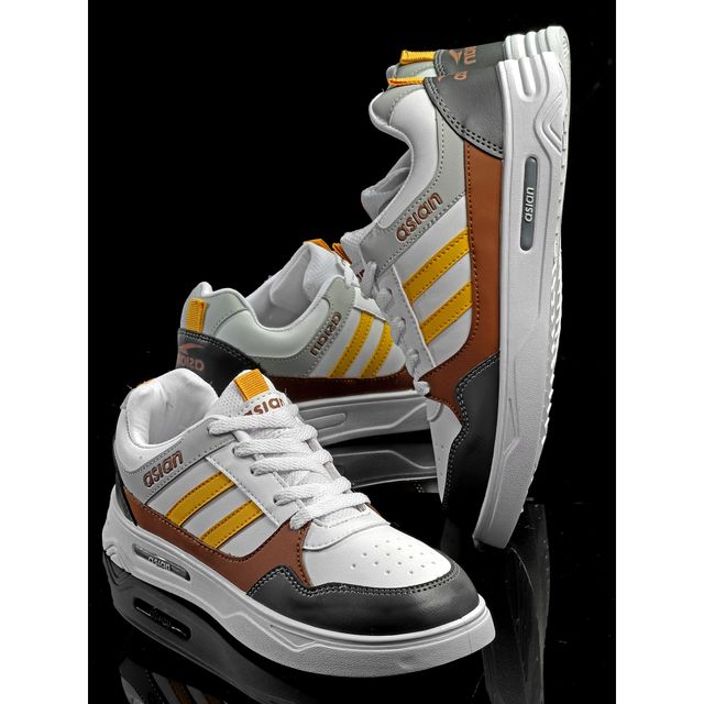 Asian Men's Boston-02 White Grey Casual Shoes | UK - 10