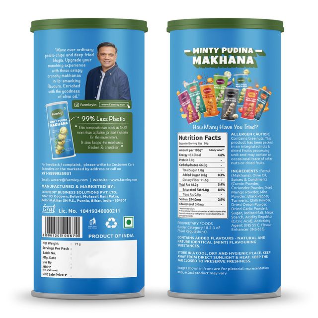Farmley Minty Pudina Makhana Roasted In Olive Oil 77 g Combo