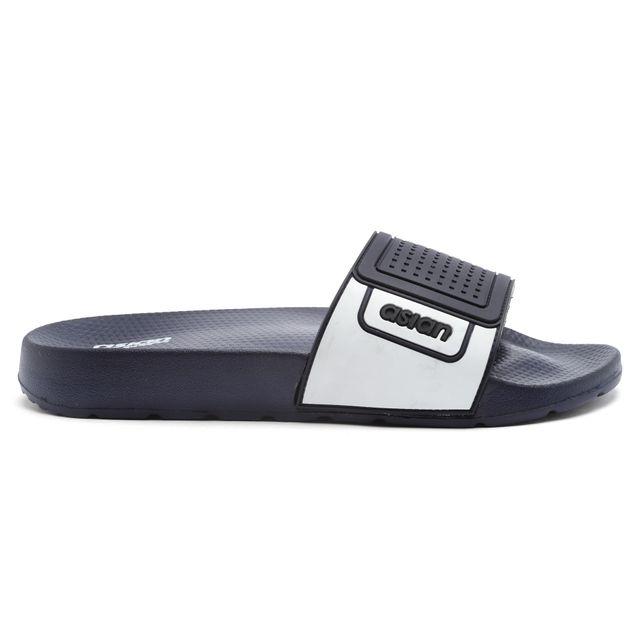 Asian Men's Slides | Slider-33 | Navy and White - UK 10