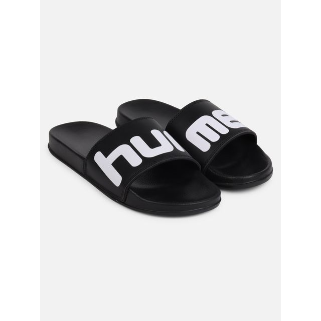 hummel Chunk lightweight slides for Men with Cushioned Sole and Arch Support | Black | 9