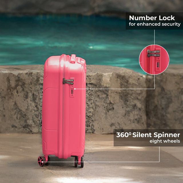 Nasher Miles Coorg Cabin Hard Sided Polypropylene 20 Inch|55 cm Trolley Bag - Paradish Pink