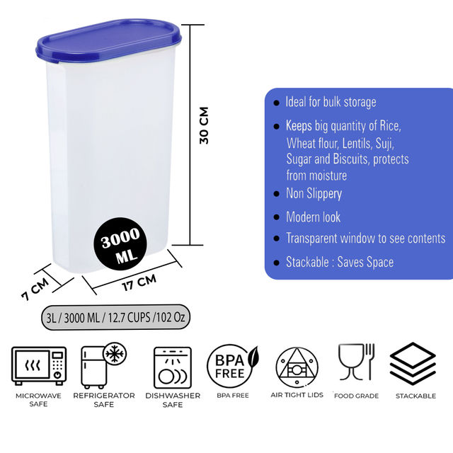 Cutting EDGE 3000 ml Modular Storage Containers Microwave safe , BPA free -Set of 2 ,Dark Blue