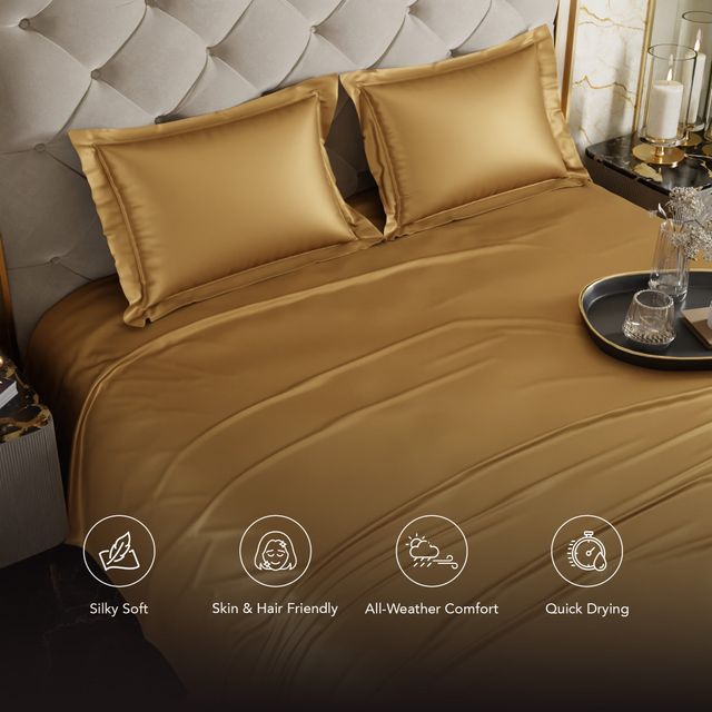 Stoa Paris Eternal Glow Flat Bedsheet Set - Double - 2 Pillow Covers