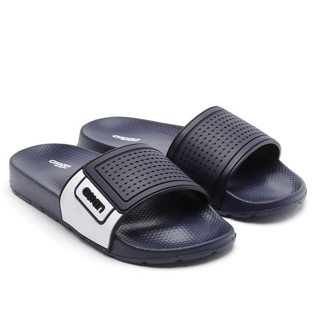 Asian Men's Slides | Slider-33 | Navy and White - UK 10