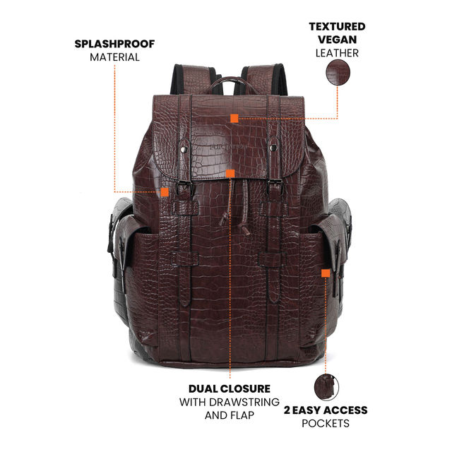 Buy Fur Jaden Unisex Textured Vegan Leather 21 L Laptop Backpack