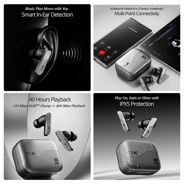 boAt Airdopes 800 Hidef With Hidef Audio By Ldac, Enx, App Support, 40Hrs Battery, Graphite Grey