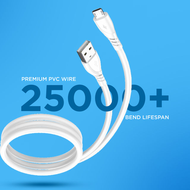 Aroma C21 - 2.4 Amp USB-A to Micro | Fast Charging Sync and Charge Data Cable | White - 1 m
