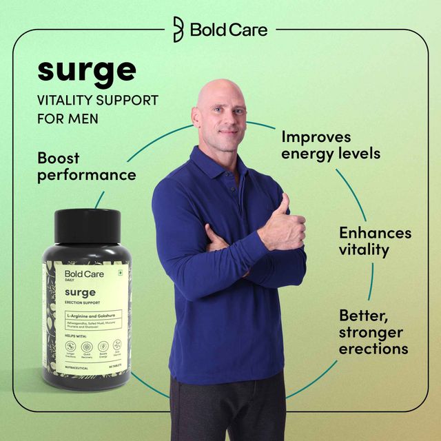 Bold Care Extend Delay Spray With Lidocaine 10% (20g) & Bold Care Surge - L Arginine & Gokshura Tablets - Energy Booster Supplements For Men (60pc) Combo