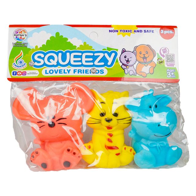 Ratna's Squeezy Lovely Friends 3 Pcs | Assorted