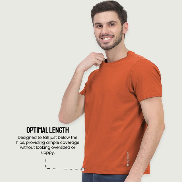 Freecultr Men's Organic Cotton T-shirts | Pack of 1 Color Rust Orange Size | M
