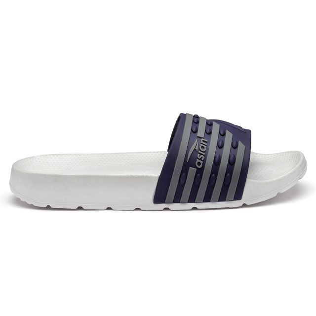 Asian Men's Slides | Slider-32 | Grey and Navy - UK 8