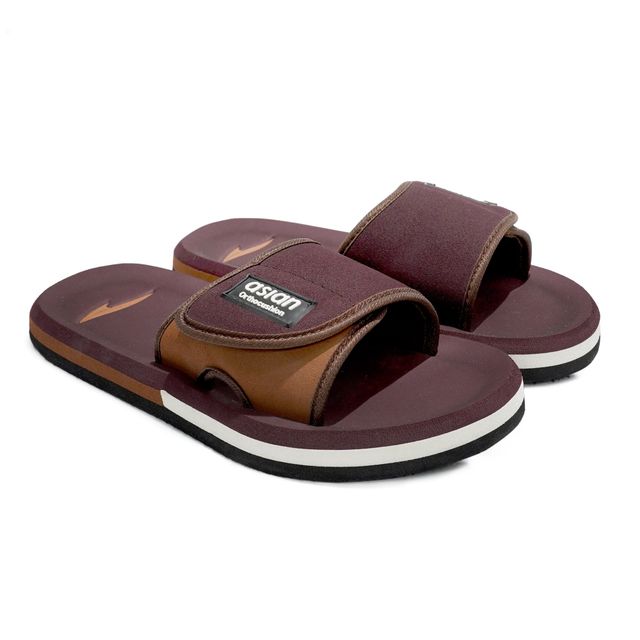 Asian Men's Fabrication Slides | AFG-706 | Brown and Tan - UK 10