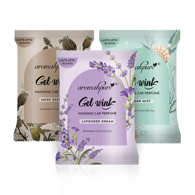 Aromahpure Gel Wink Car Perfume - Lavender | Musk | Aqua | Pack of 3 | Long-Lasting | 30 Days 23 ml X 2 Combo