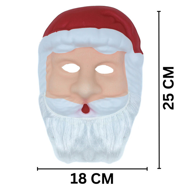 Santa Claus Face Mask With Attached Cap For Christmas Party