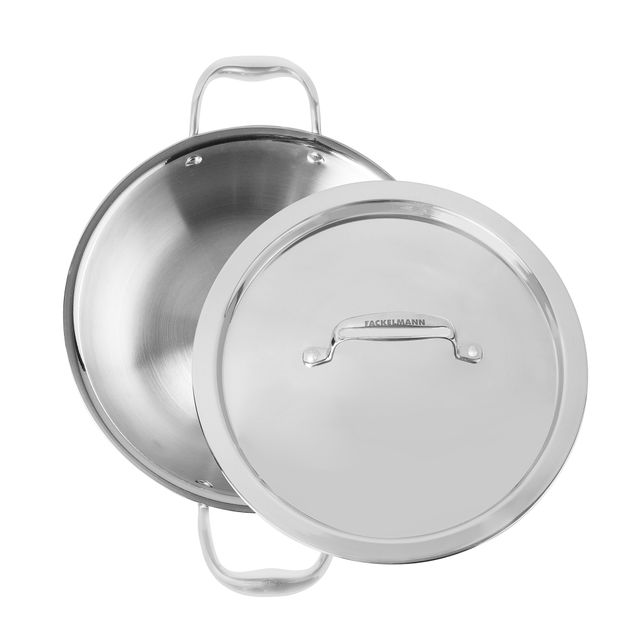 Fackelmann 2.5 Liter Kadai 24 CM, Triply | German Quality | Energy-Efficient | Non-Toxic | Versatile Cookware | Hassle-Free Maintenance | Triply Stainless Steel kadai | Kadai for Cooking