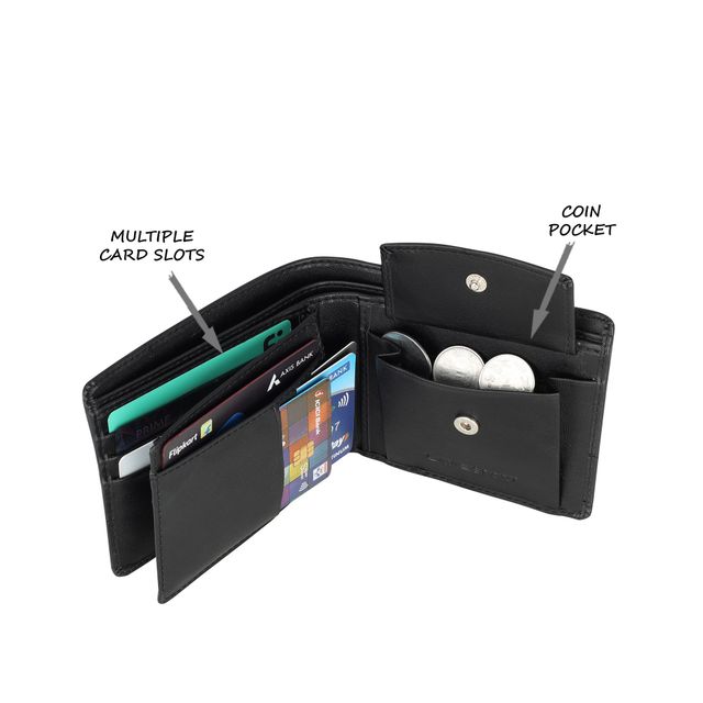 Lavie Sport Men's Solid Faux Leather Bi-Fold Wallet | Black - One Size