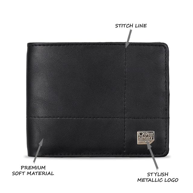 Lavie Sport Men's Solid Faux Leather Bi-Fold Wallet | Black - One Size