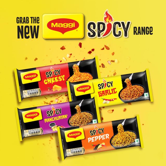 Maggi Spicy Cheesy Noodles | Instant Noodles | Yummy Cheese Meets Maggi Noodles | Pack Of 4 304 g Combo