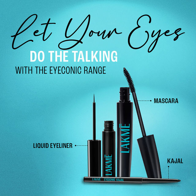 Lakme Elle 18 Eye Drama Kajal Super Black(0.35gms) & Lakme Eyeconic Eyeliner - Black | Waterproof(4.5ml) Combo
