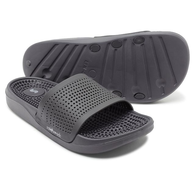 Solethreads Accuwalk Grey Slides for Men | Size - India-UK 8